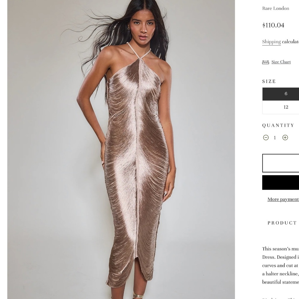Rare London Gold Fringe Maxi Dress